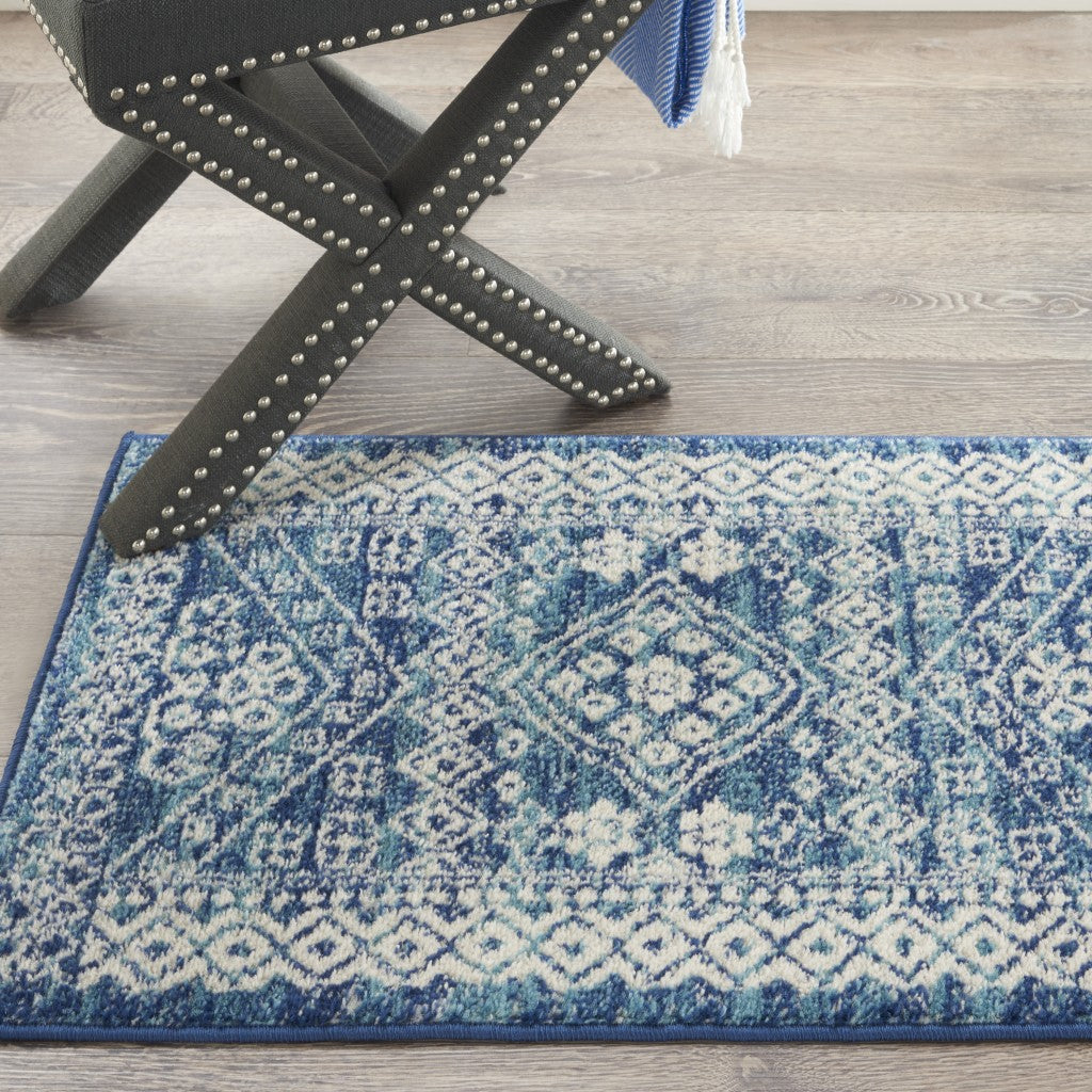8' Navy Blue Power Loom Runner Rug