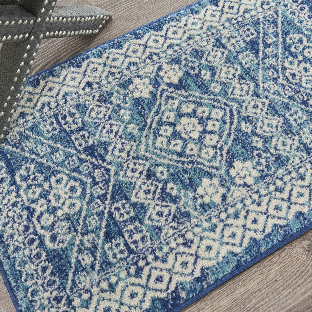 8' Navy Blue Power Loom Runner Rug