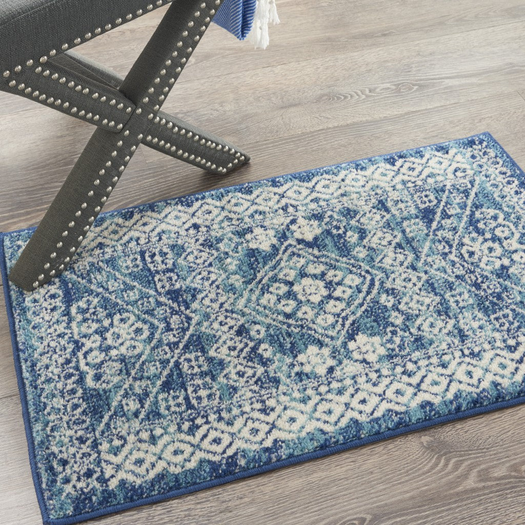 8' Navy Blue Power Loom Runner Rug