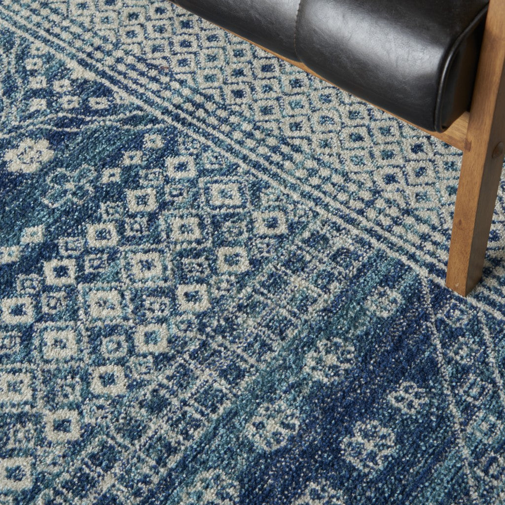8' Navy Blue Power Loom Runner Rug