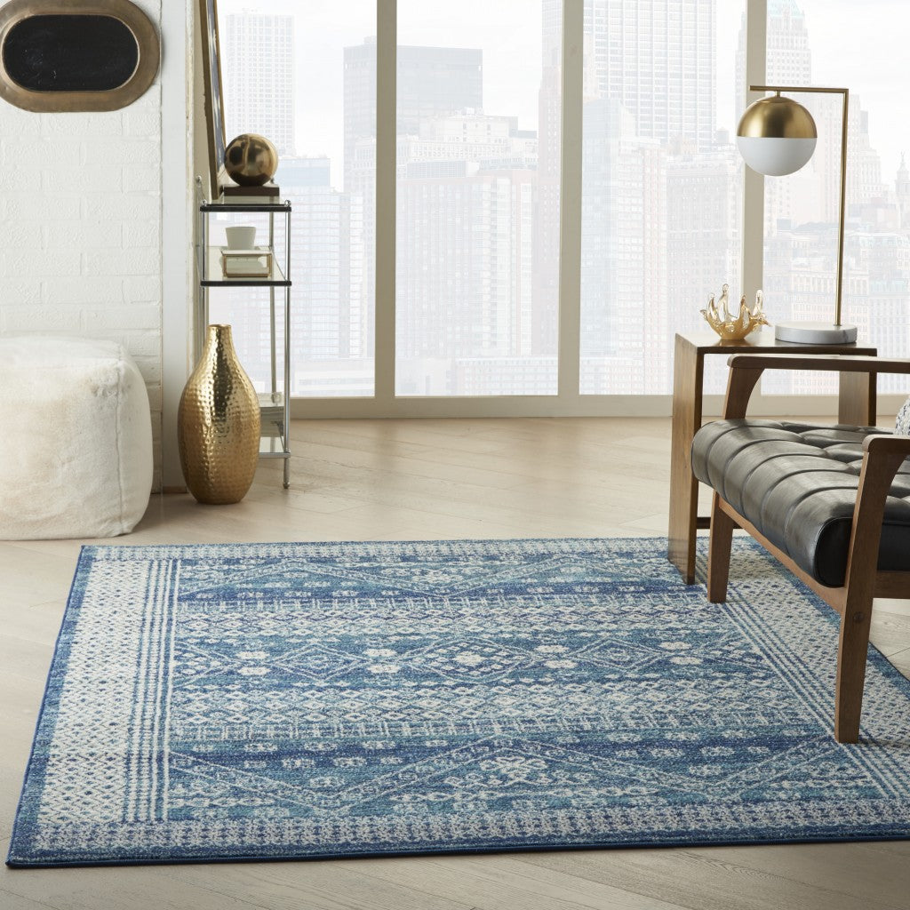8' Navy Blue Power Loom Runner Rug