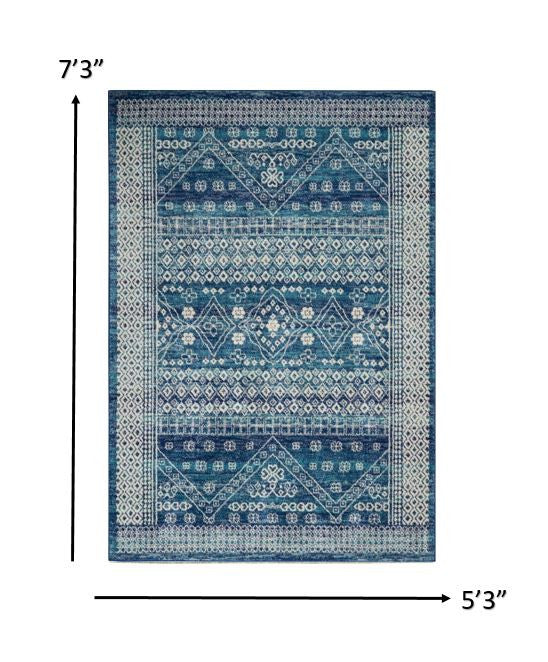 8' Navy Blue Power Loom Runner Rug