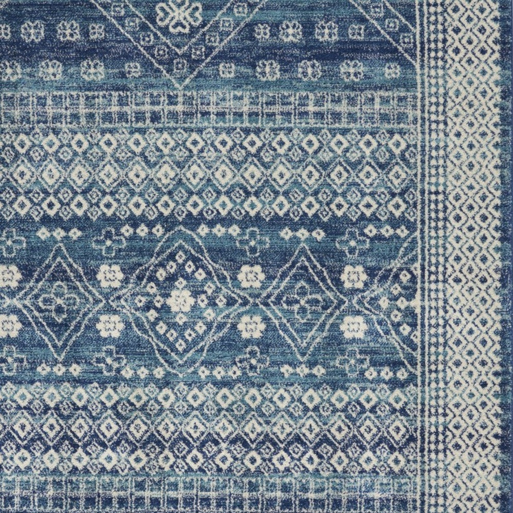 8' Navy Blue Power Loom Runner Rug