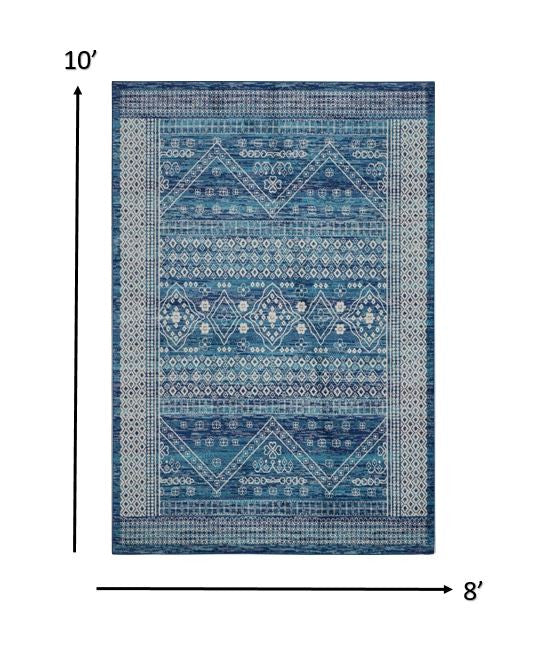 8' Navy Blue Power Loom Runner Rug