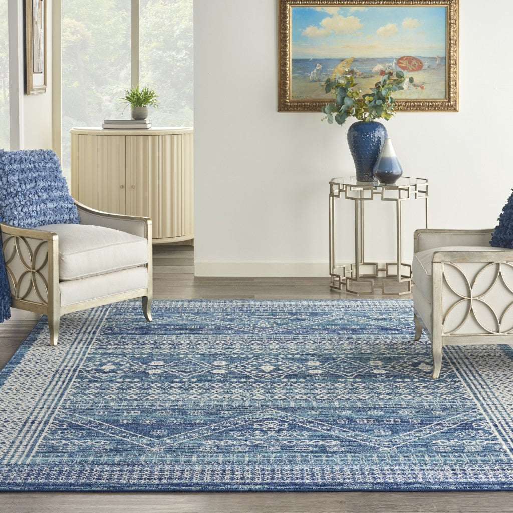 8' Navy Blue Power Loom Runner Rug