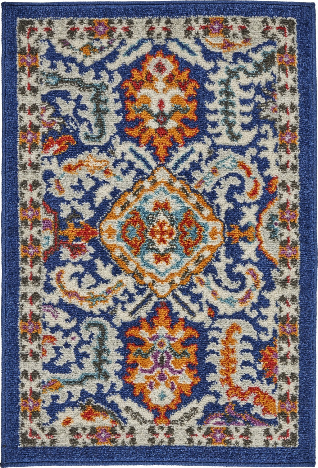 8' X 10' Blue And Ivory Power Loom Area Rug