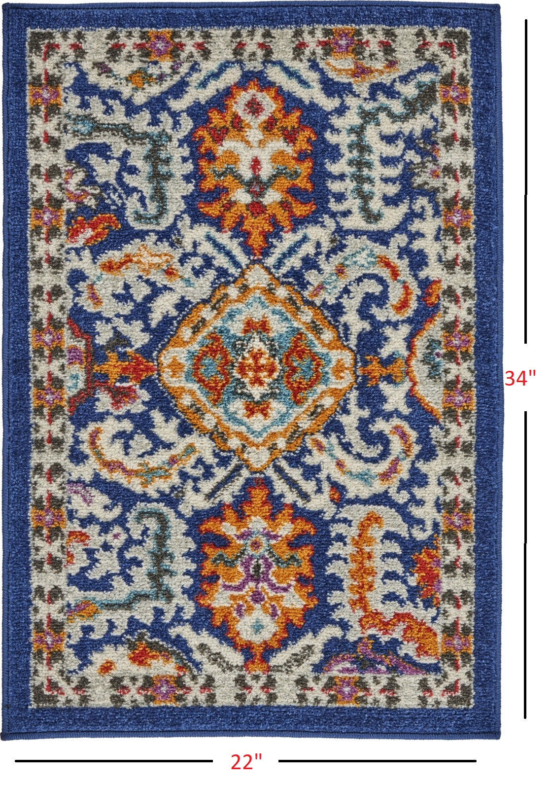 8' X 10' Blue And Ivory Power Loom Area Rug