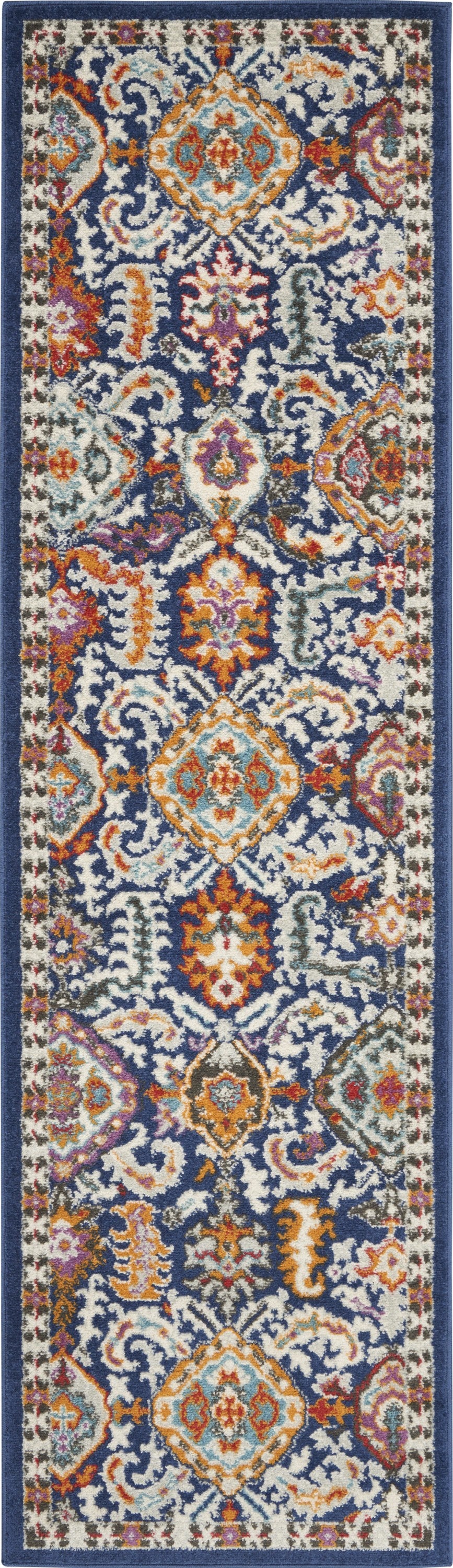 8' X 10' Blue And Ivory Power Loom Area Rug