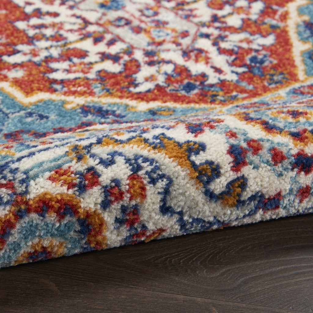 8’ X 10’ Red And Ivory Medallion Area Rug