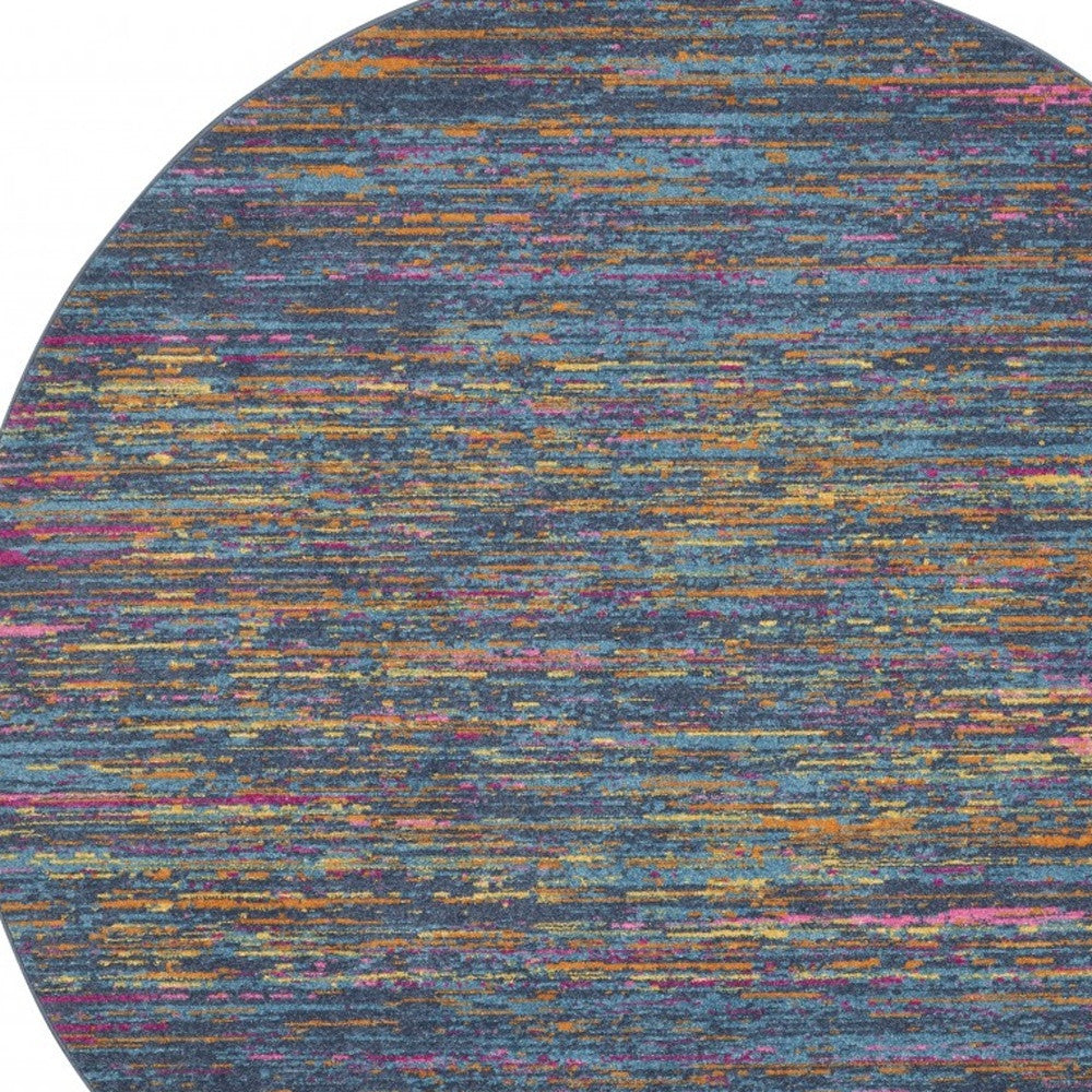 5' X 7' Blue And Orange Abstract Power Loom Area Rug