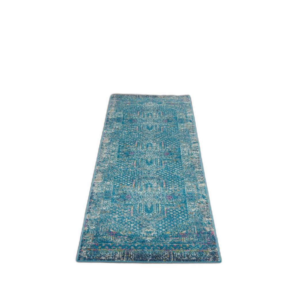 5' X 7' Blue Southwestern Power Loom Area Rug