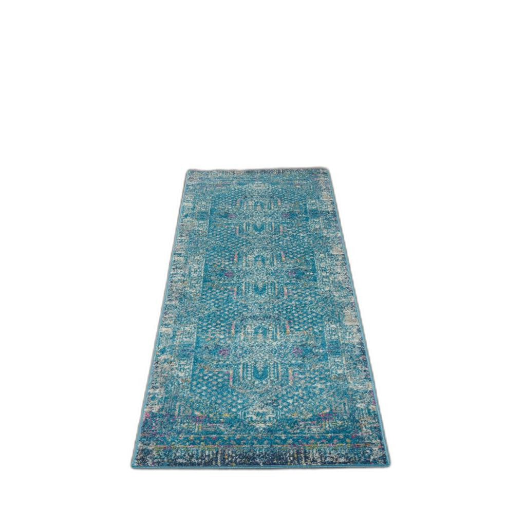 5' X 7' Blue Southwestern Power Loom Area Rug