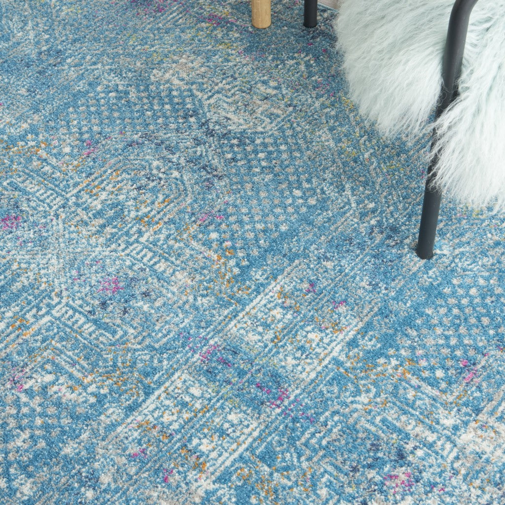 5' X 7' Blue Southwestern Power Loom Area Rug