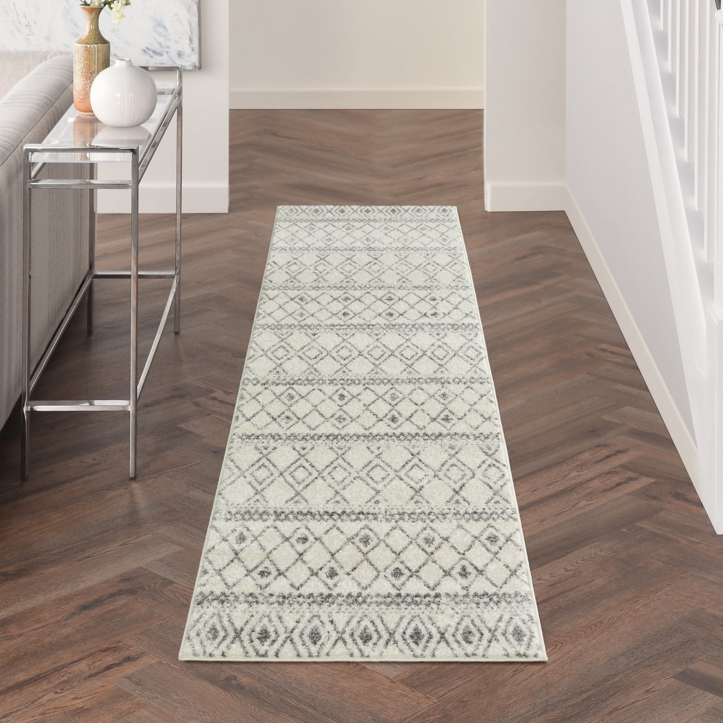 5' X 7' Gray Geometric Berber Power Loom Area Rug