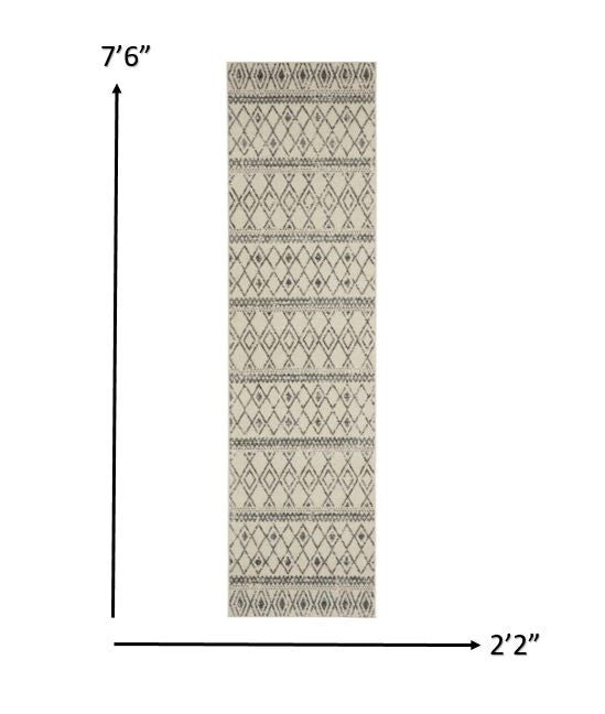 5' X 7' Gray Geometric Berber Power Loom Area Rug