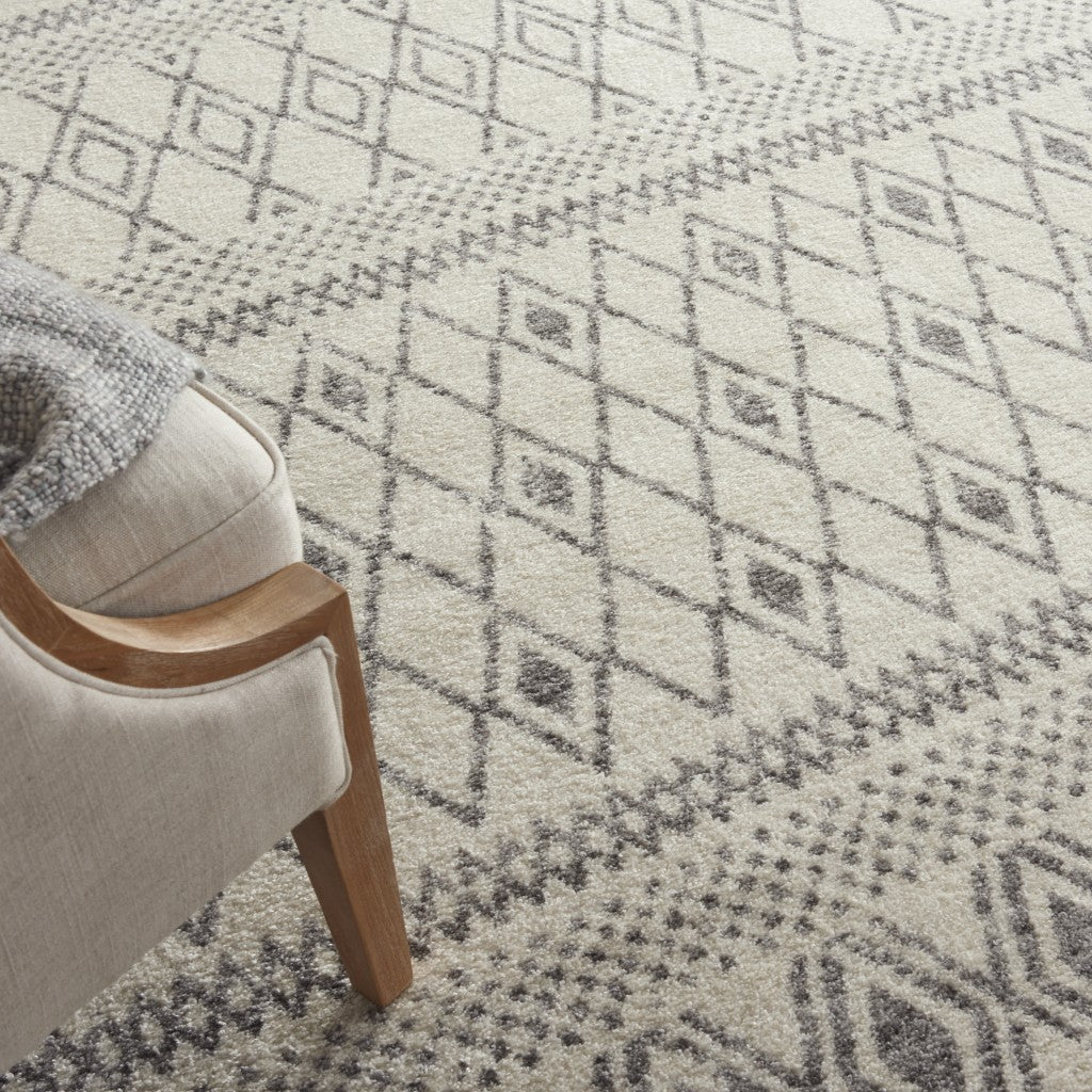 5' X 7' Gray Geometric Berber Power Loom Area Rug