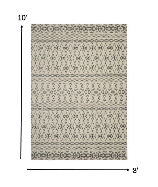 5' X 7' Gray Geometric Berber Power Loom Area Rug