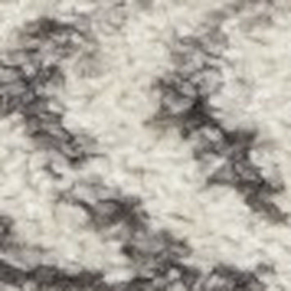 4' Gray Round Geometric Power Loom Area Rug