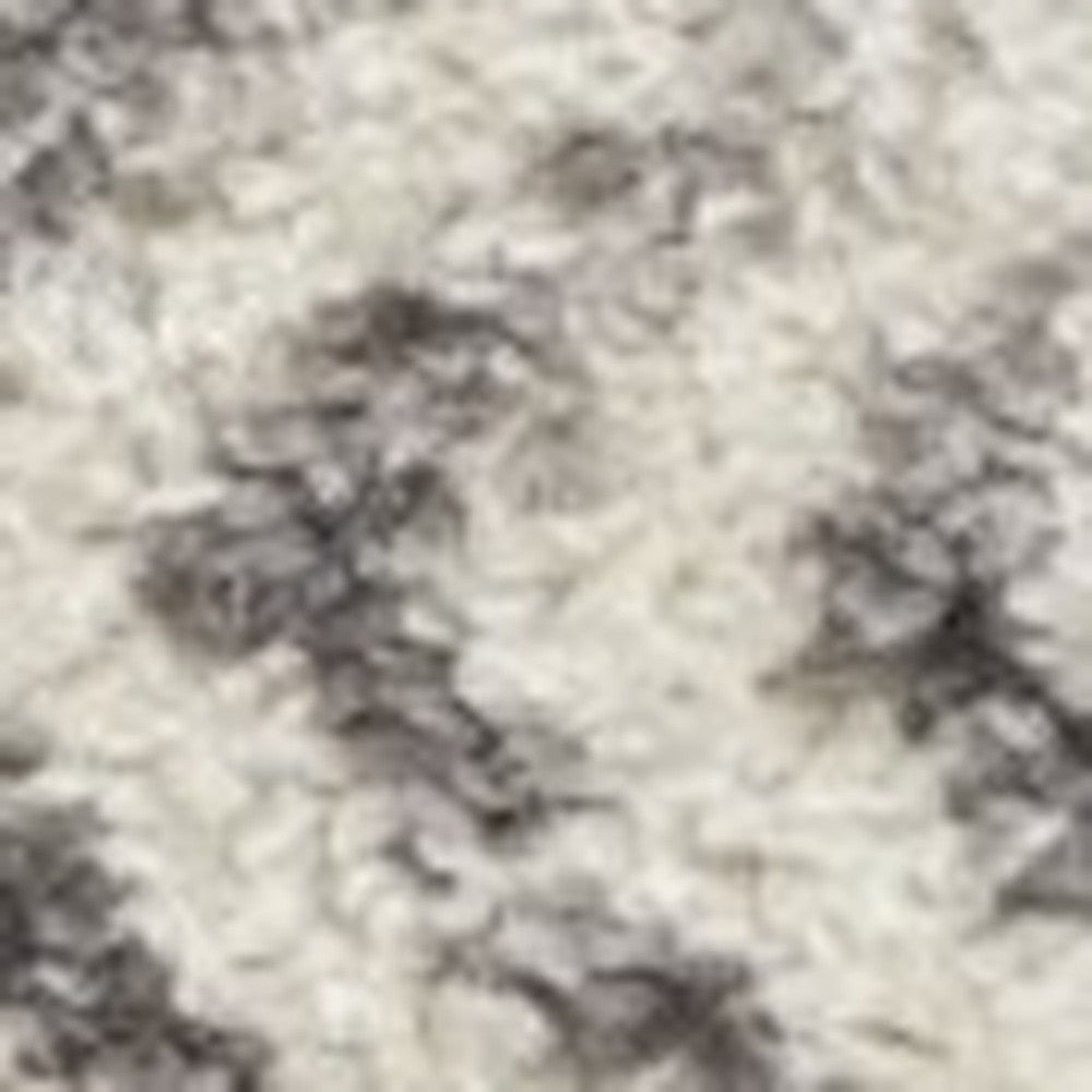 4' Gray Round Geometric Power Loom Area Rug