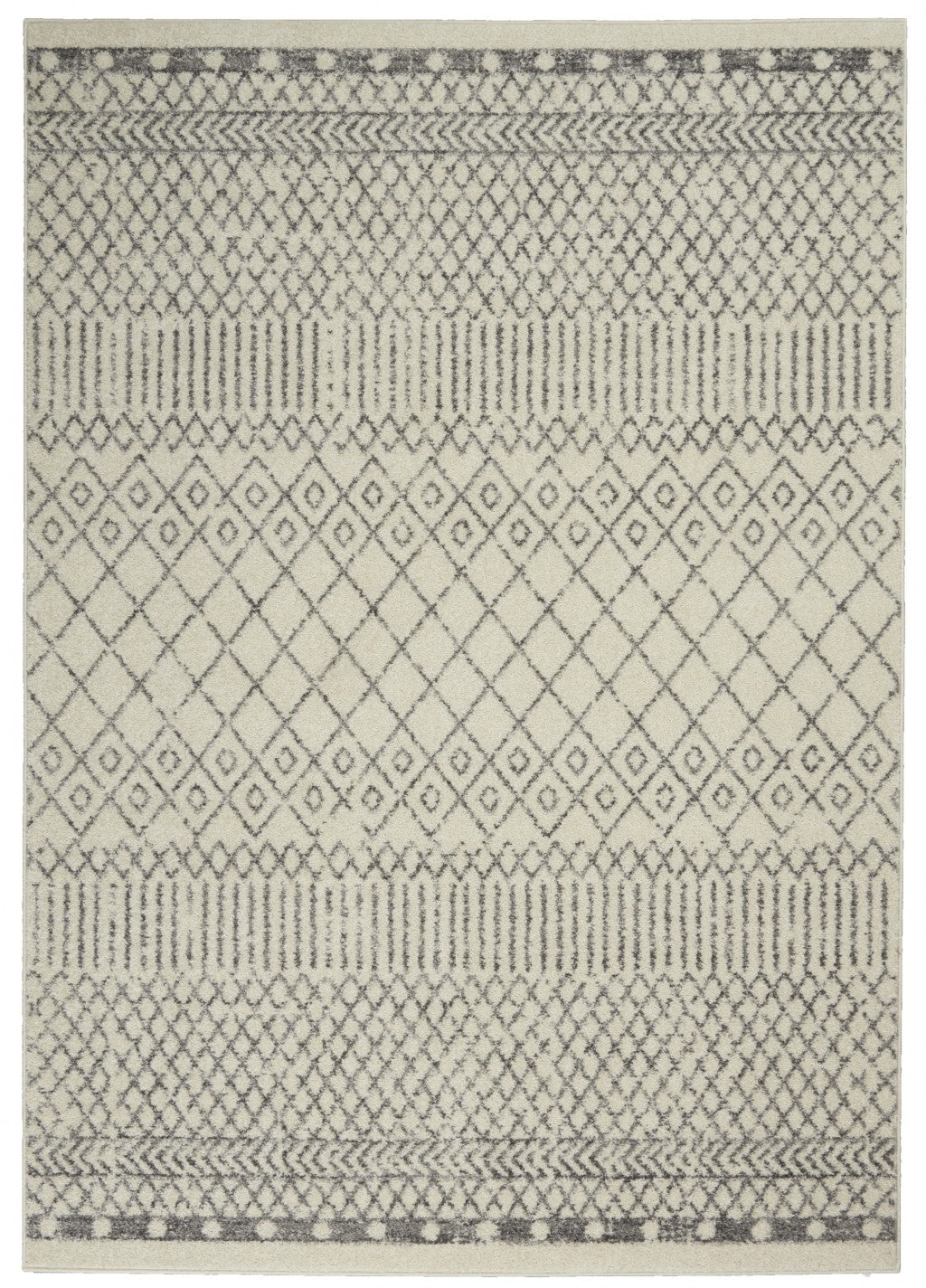 4' Gray Round Geometric Power Loom Area Rug