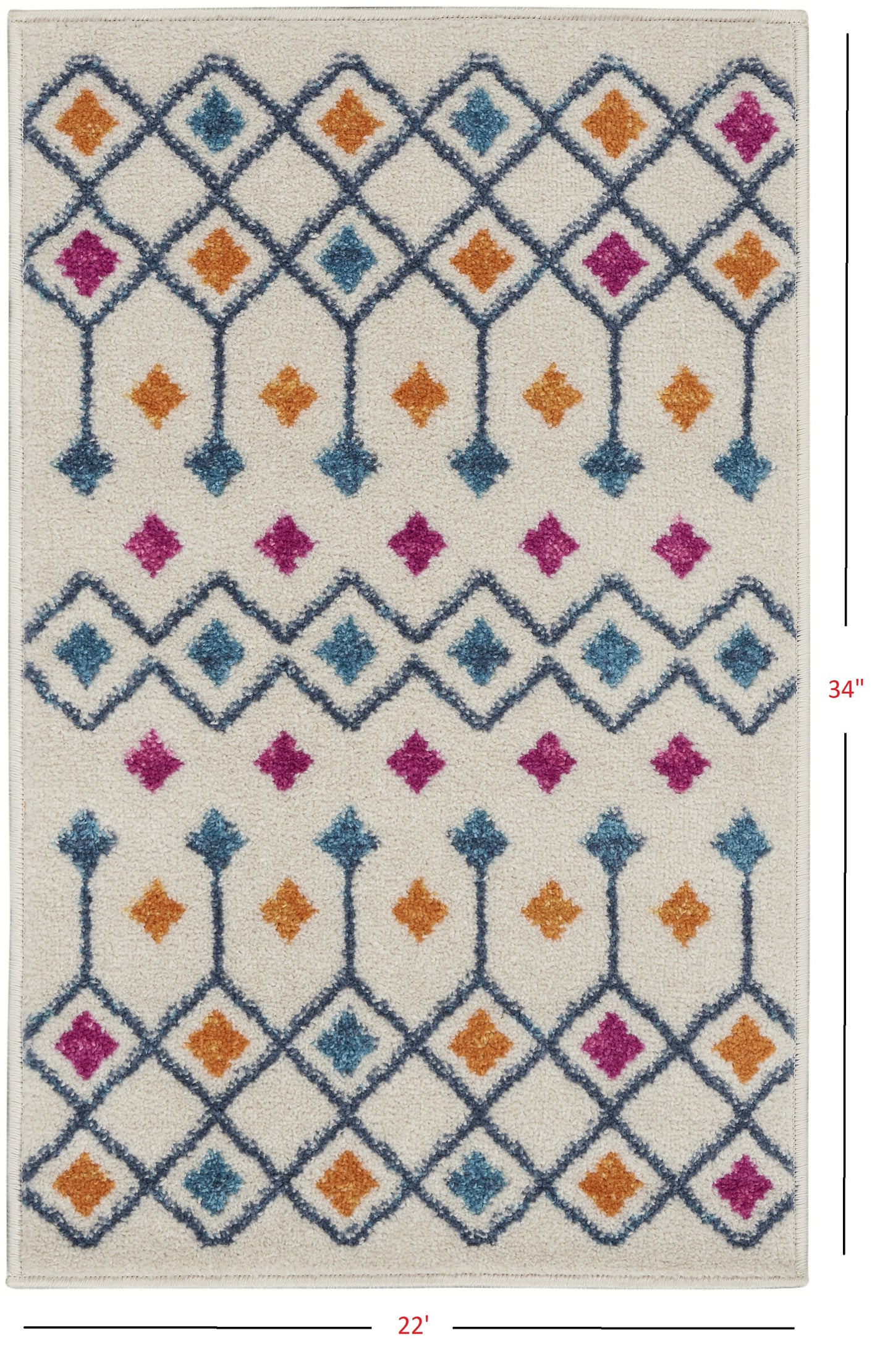 2' X 3' Blue And Ivory Geometric Dhurrie Area Rug