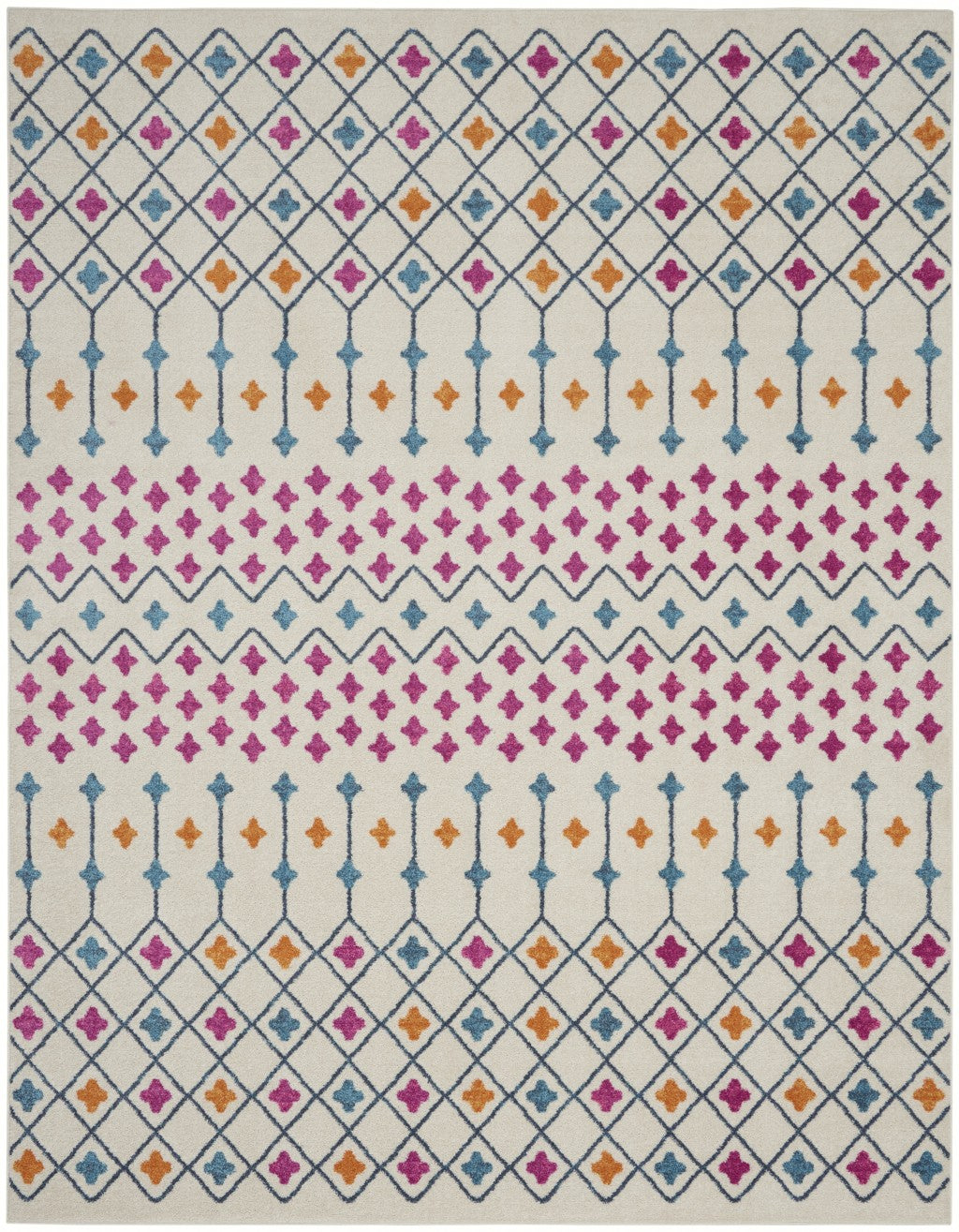2' X 3' Blue And Ivory Geometric Dhurrie Area Rug