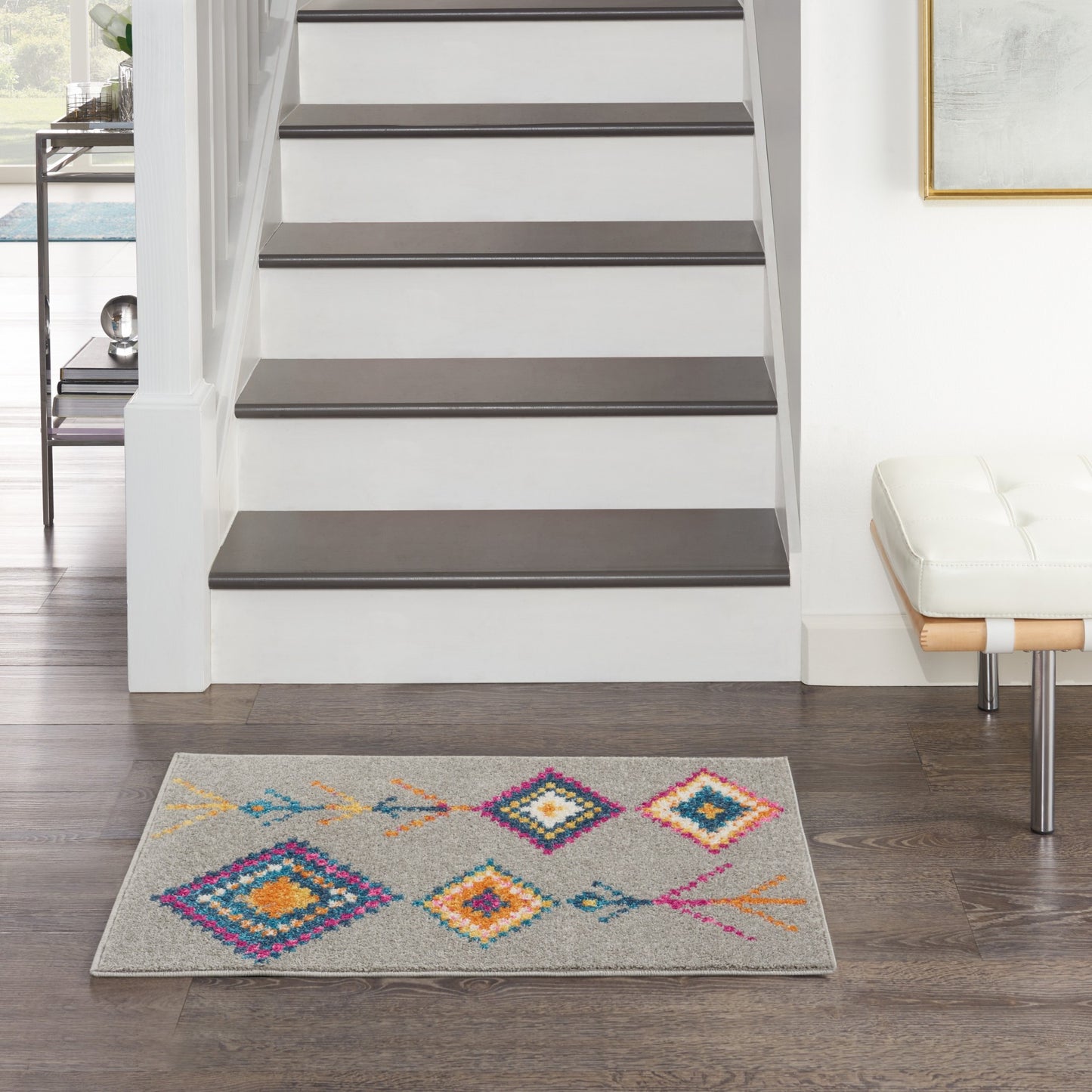 7' X 10' Gray Geometric Berber Area Rug