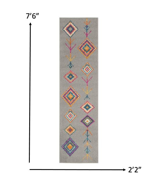 7' X 10' Gray Geometric Berber Area Rug