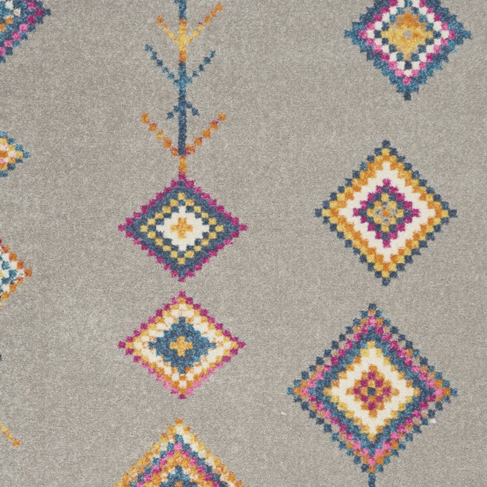 7' X 10' Gray Geometric Berber Area Rug