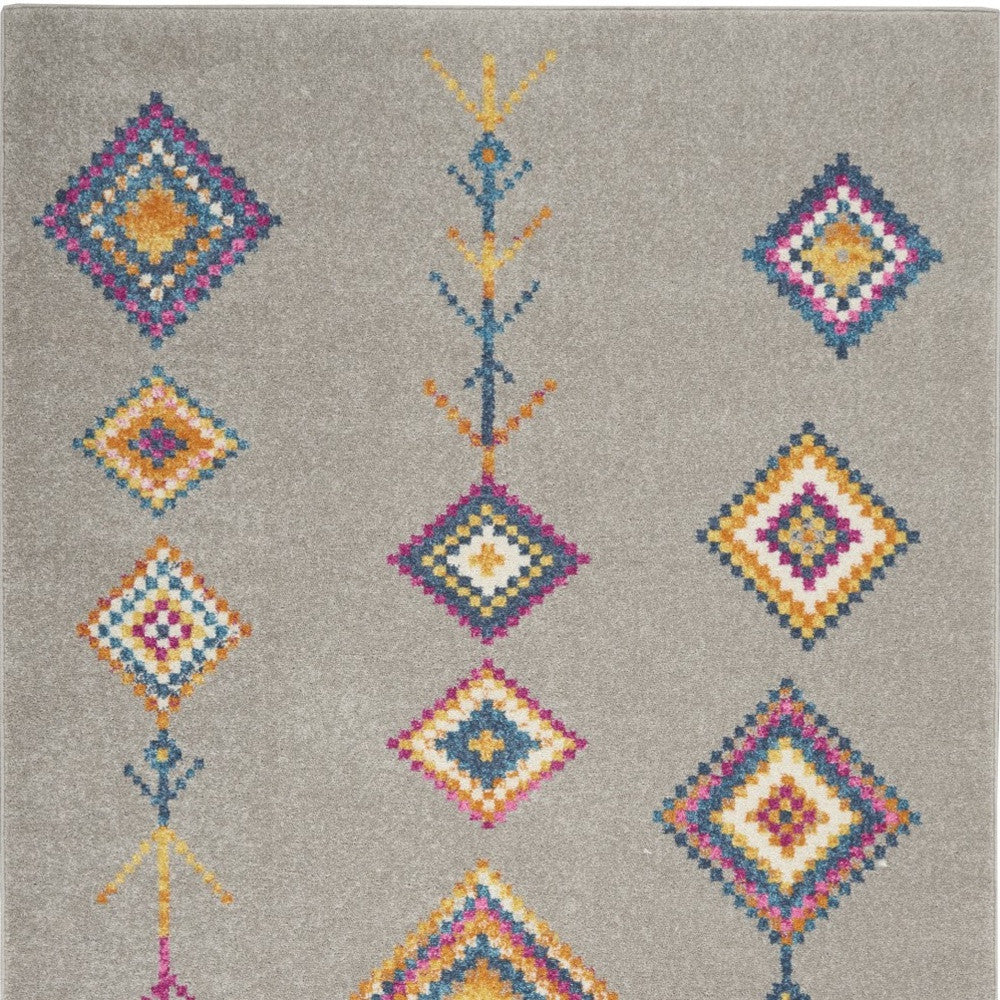 7' X 10' Gray Geometric Berber Area Rug