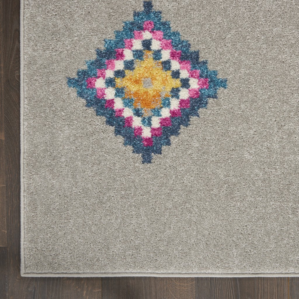 7' X 10' Gray Geometric Berber Area Rug