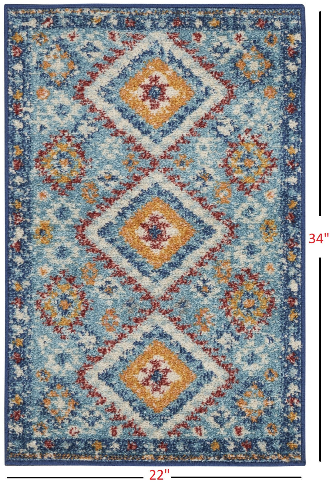 8' X 10' Blue And Orange Geometric Dhurrie Area Rug