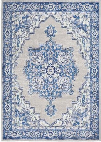 5' X 7' Blue Gray Floral Dhurrie Area Rug