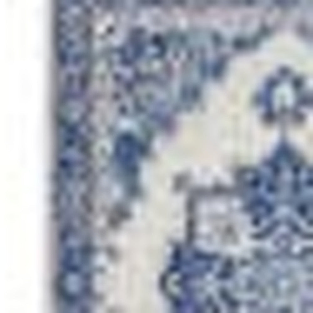 5' X 7' Blue Gray Floral Dhurrie Area Rug
