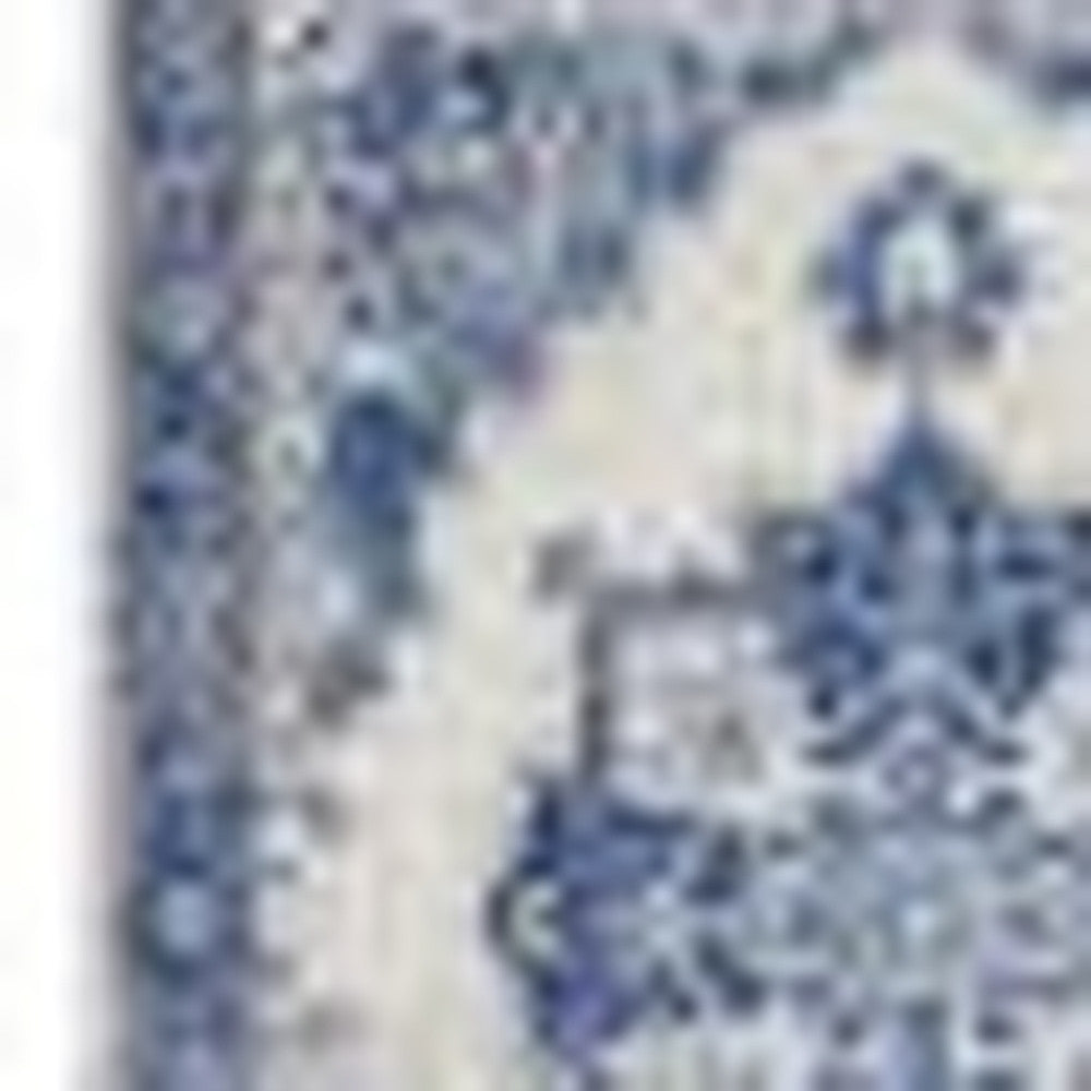 5' X 7' Blue Gray Floral Dhurrie Area Rug