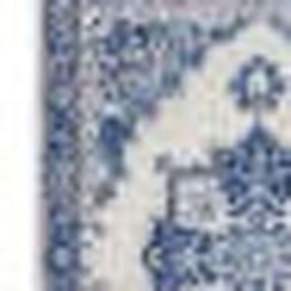 5' X 7' Blue Gray Floral Dhurrie Area Rug