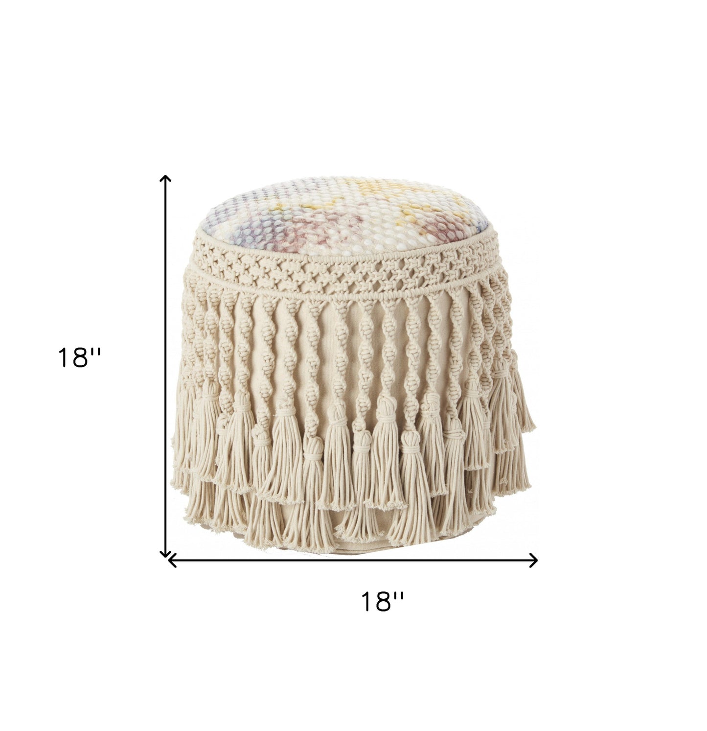 18" X 18" Multicolor Round Cotton Blend Pillow