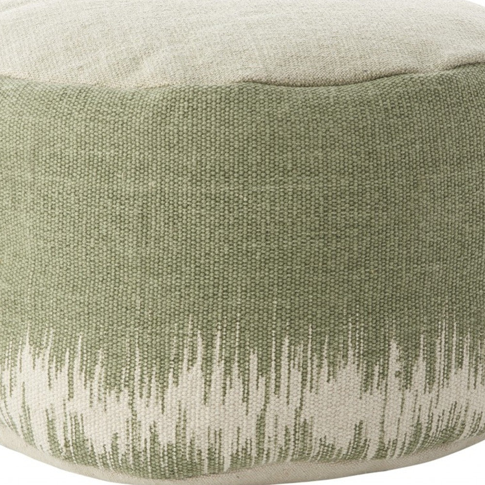 20" Sage Green Abstract Round Pouf Ottoman