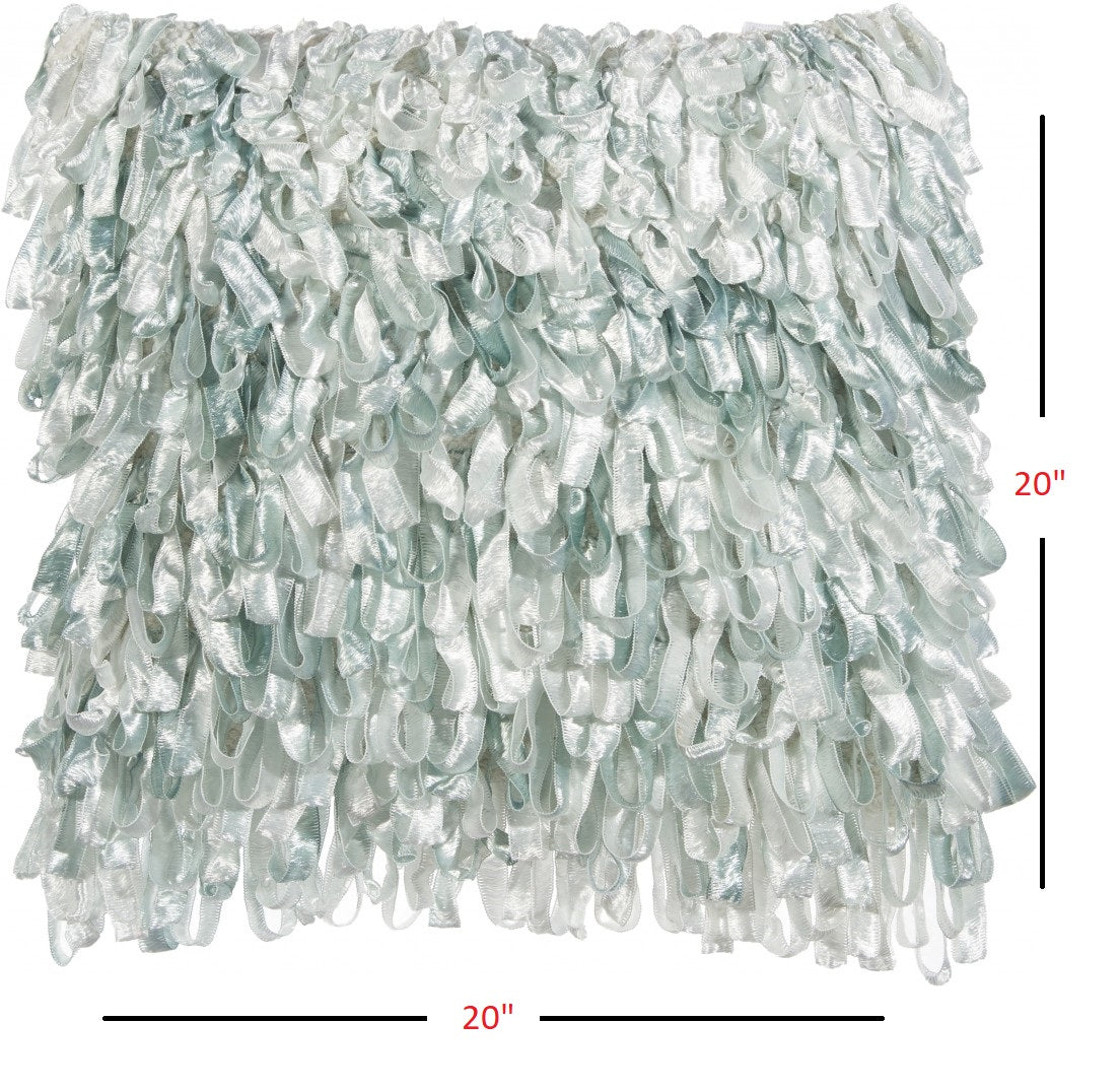 Shiny Light Blue Shaggy Throw Pillow