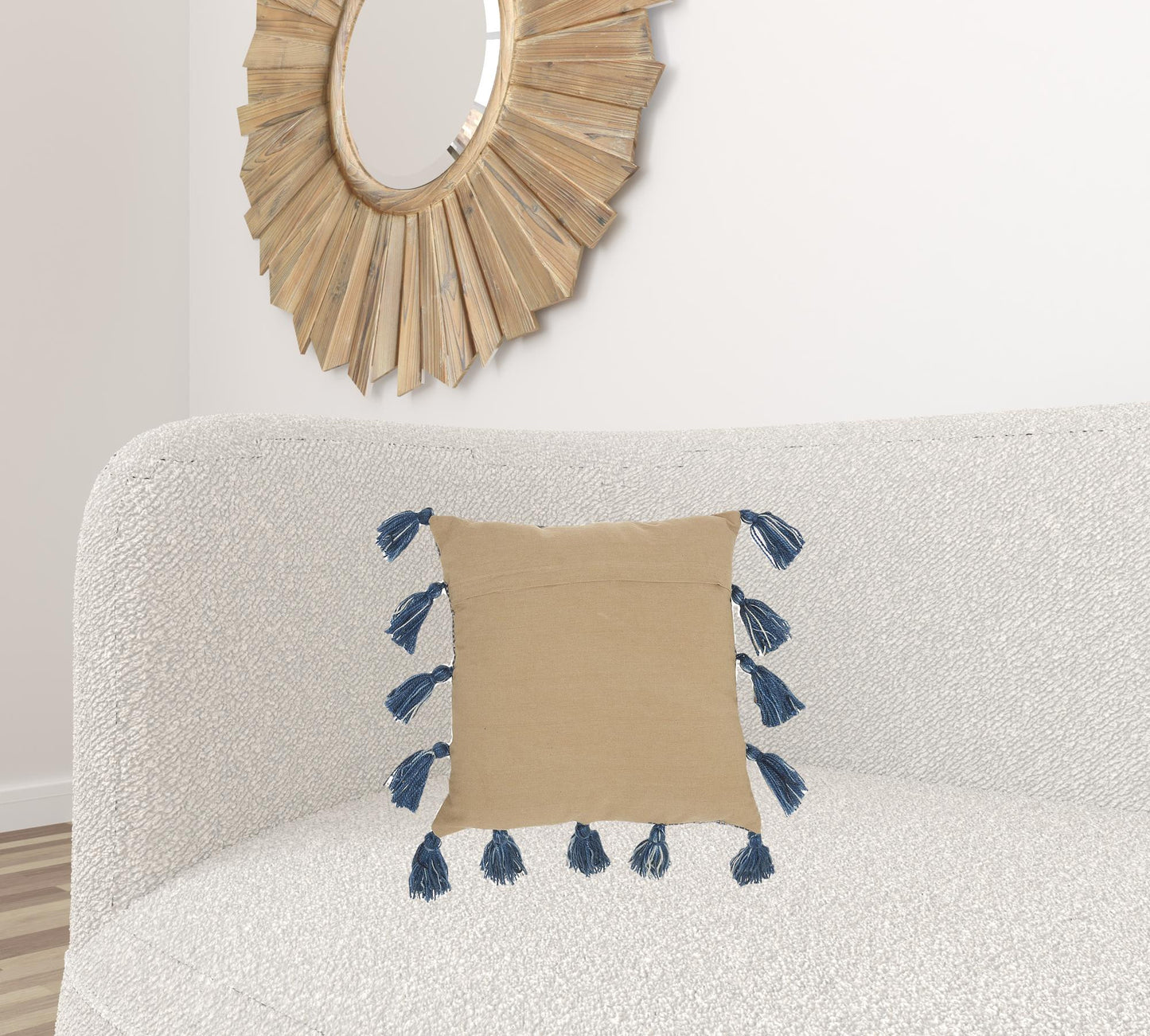 Royal Blue Tasseled Throw Pillow