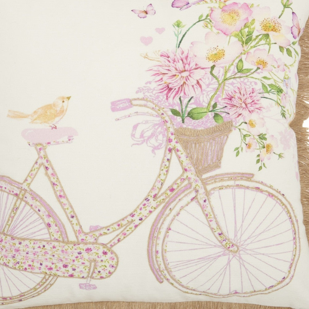 Colorful Bicycle Print Throw Pillow
