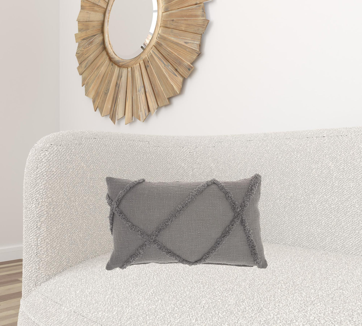 Gray Abstract Shaggy Detail Lumbar Pillow