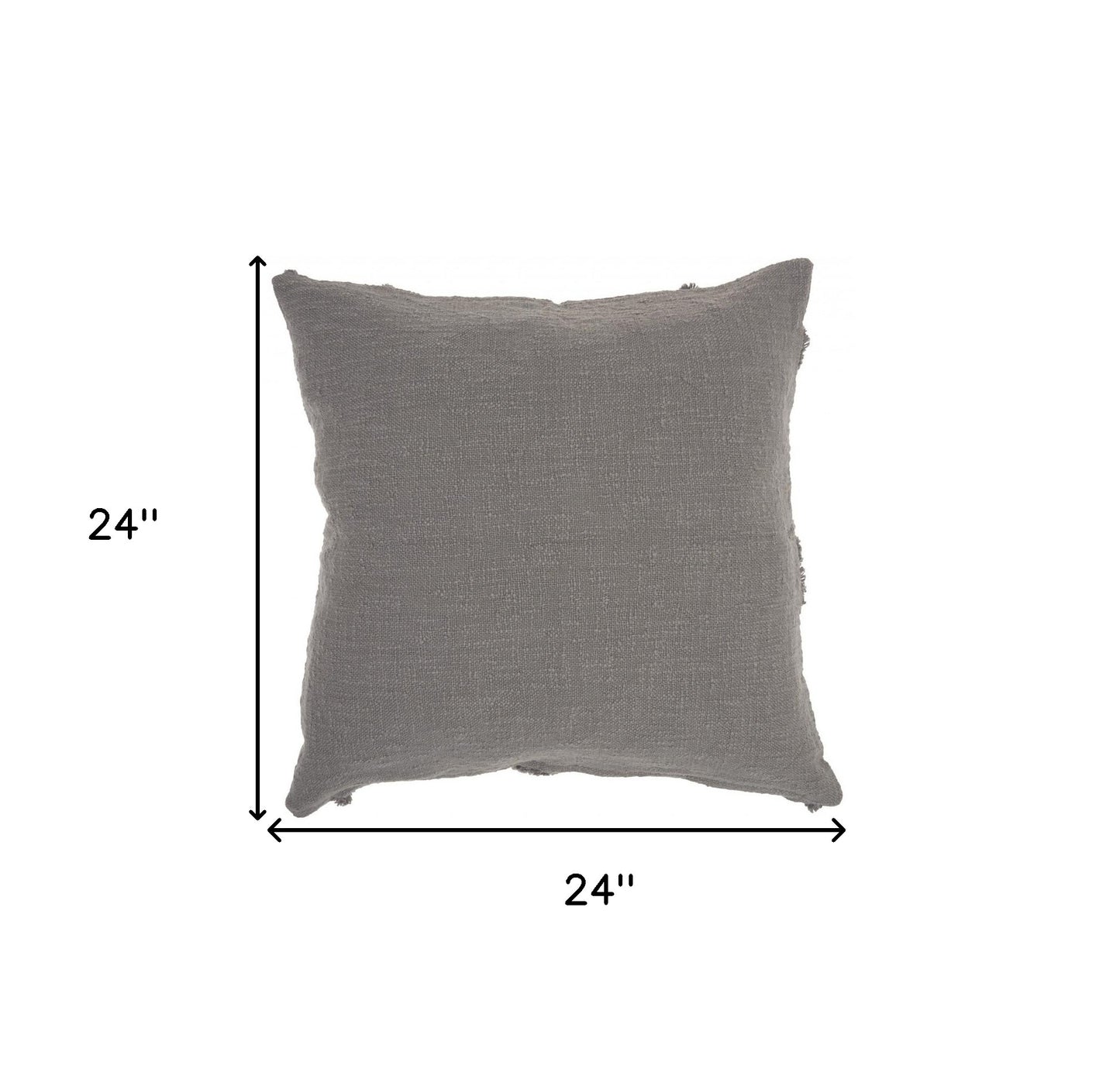 Gray Abstract Shaggy Detail Throw Pillow