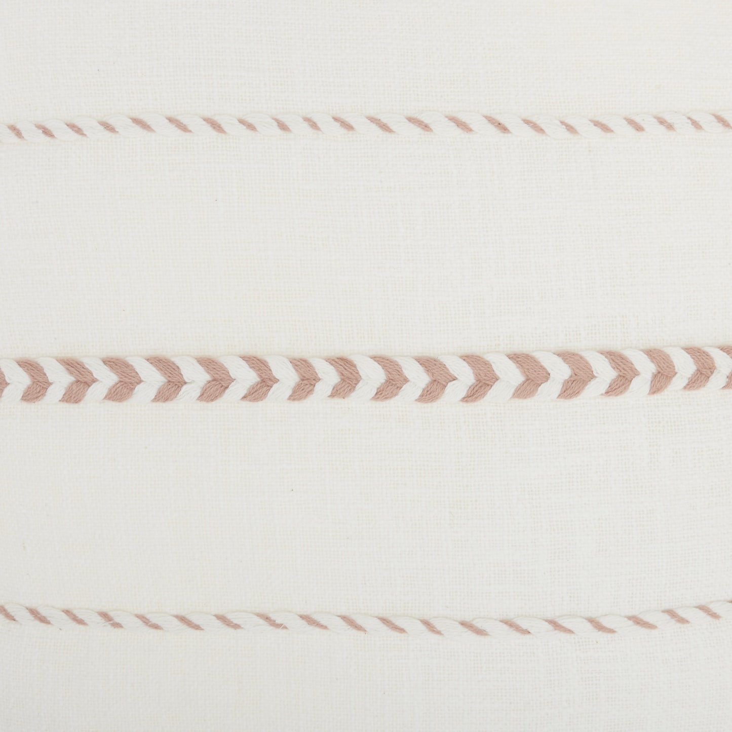 Bohemian White Cotton Accent Pillow With Blush Tassel Details