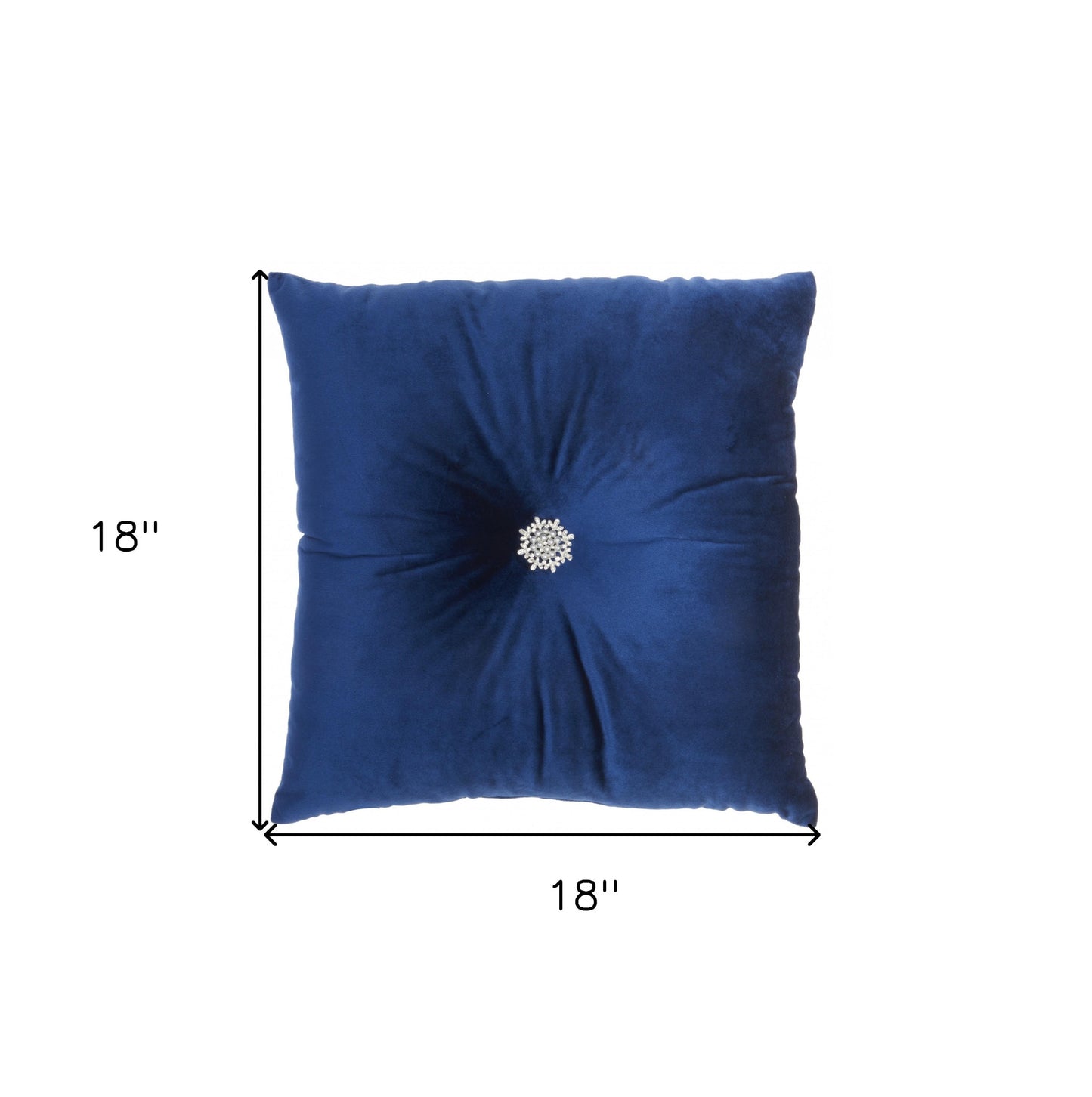 Royal Blue Center Beaded Tuft Throw Pillow