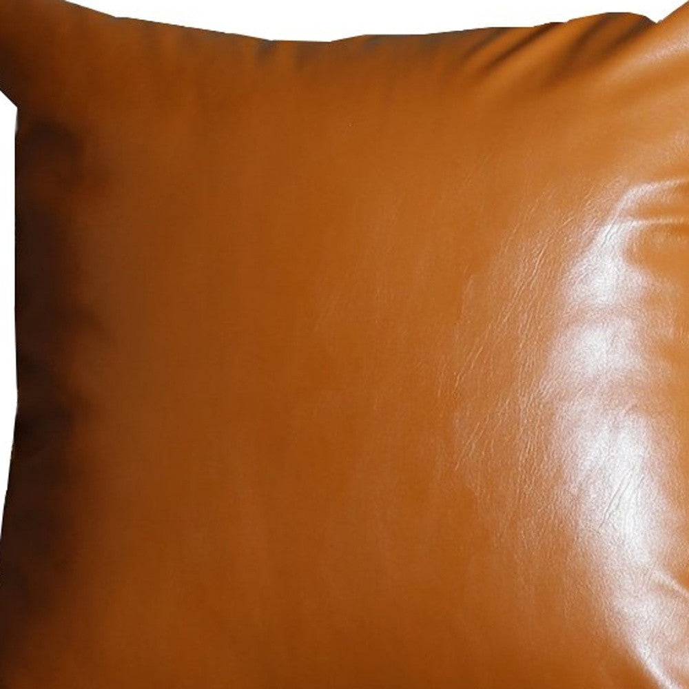 Xl Rustic Brown Faux Leather Lumbar Pillow Cover