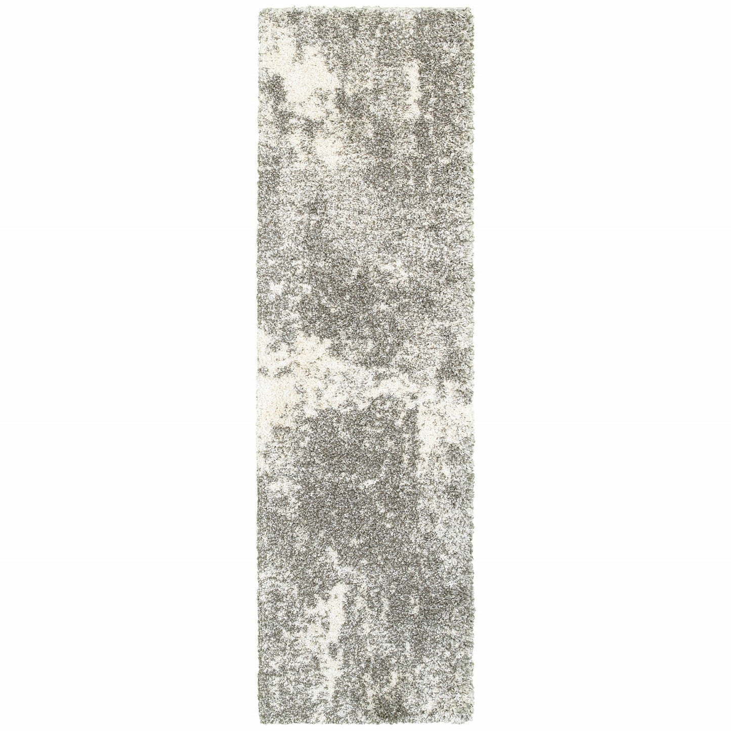 5’ X 8’ Gray And Ivory Distressed Abstract Area Rug
