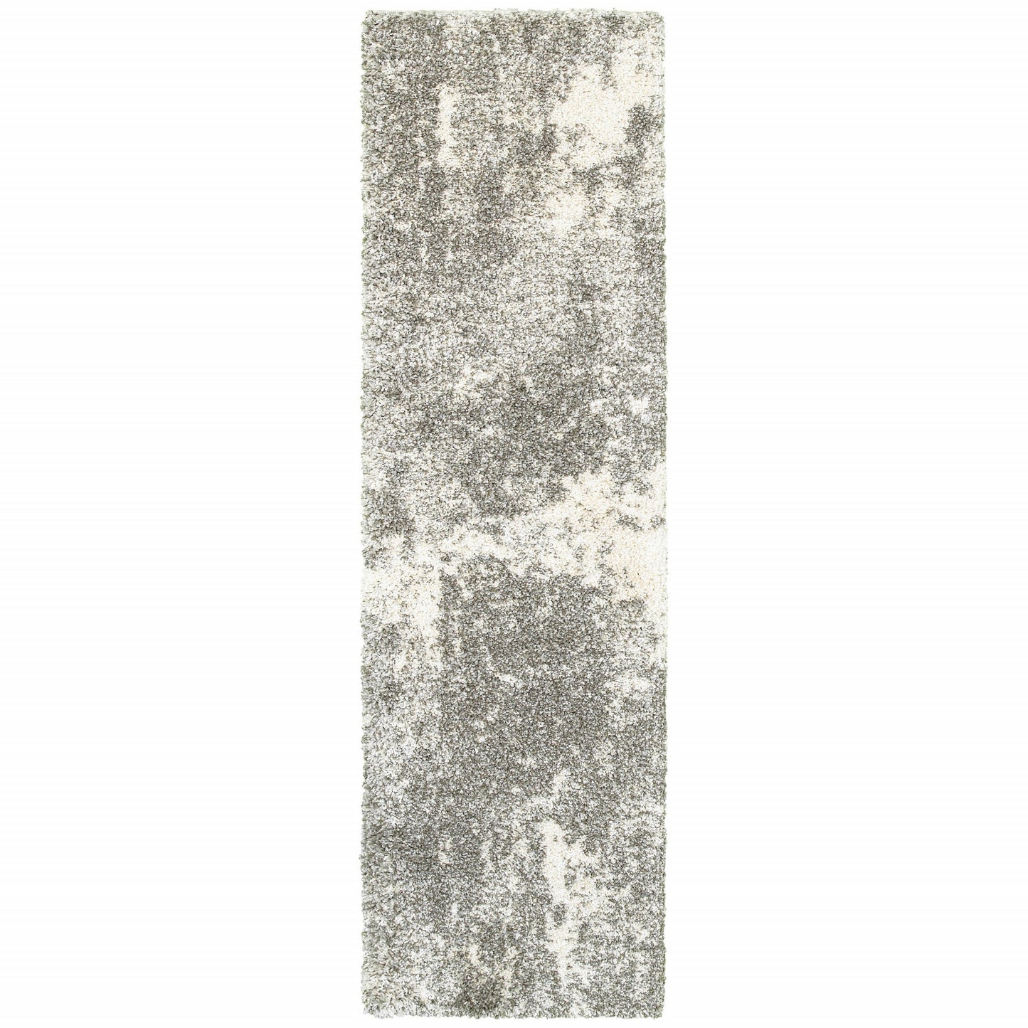5’ X 8’ Gray And Ivory Distressed Abstract Area Rug