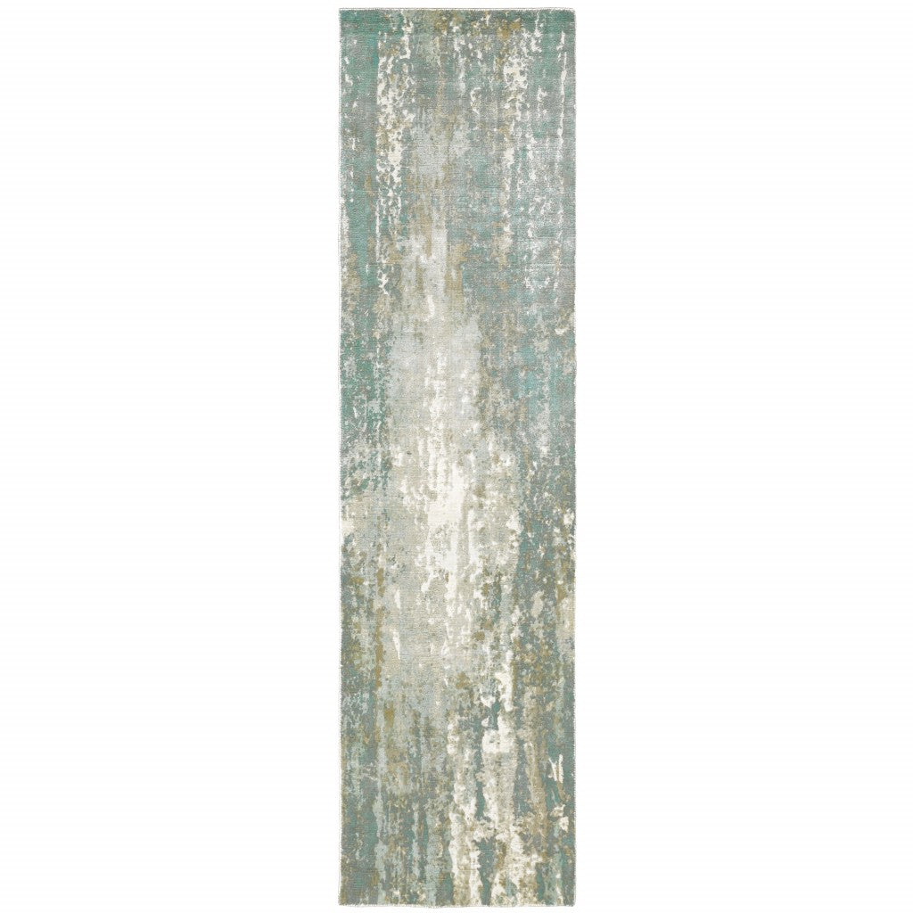 9’ X 12’ Blue And Gray Abstract Splash Indoor Area Rug