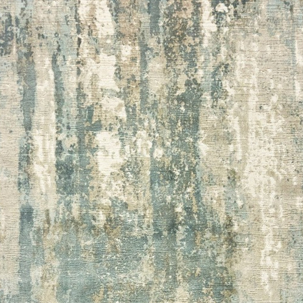 9’ X 12’ Blue And Gray Abstract Splash Indoor Area Rug